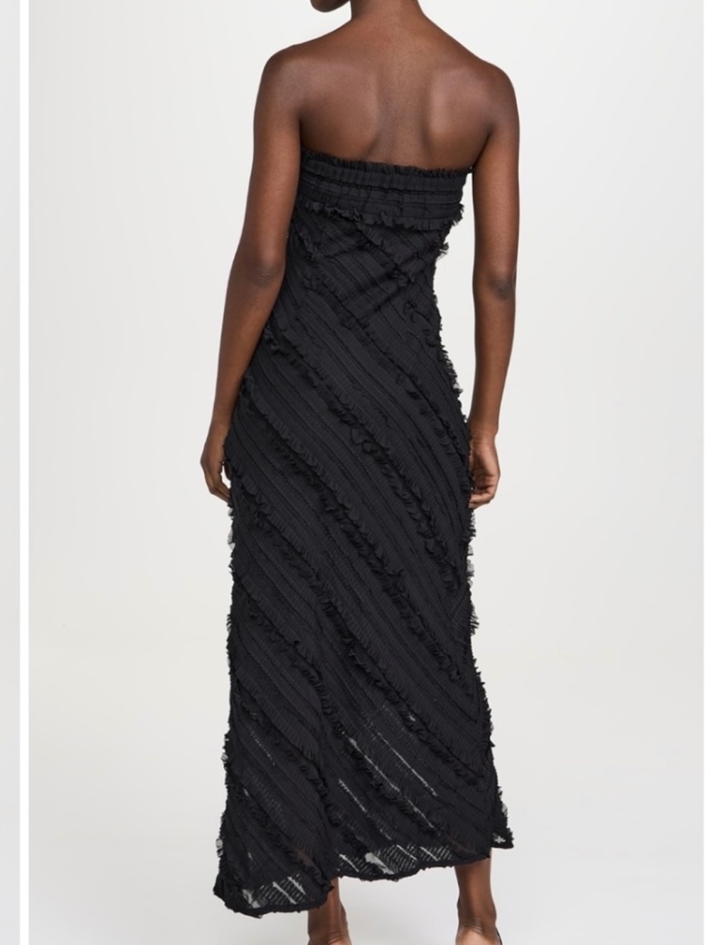 NWT Endless Rose Strapless Ruffled Maxi Dress Black Size Medium - Picture 3 of 9